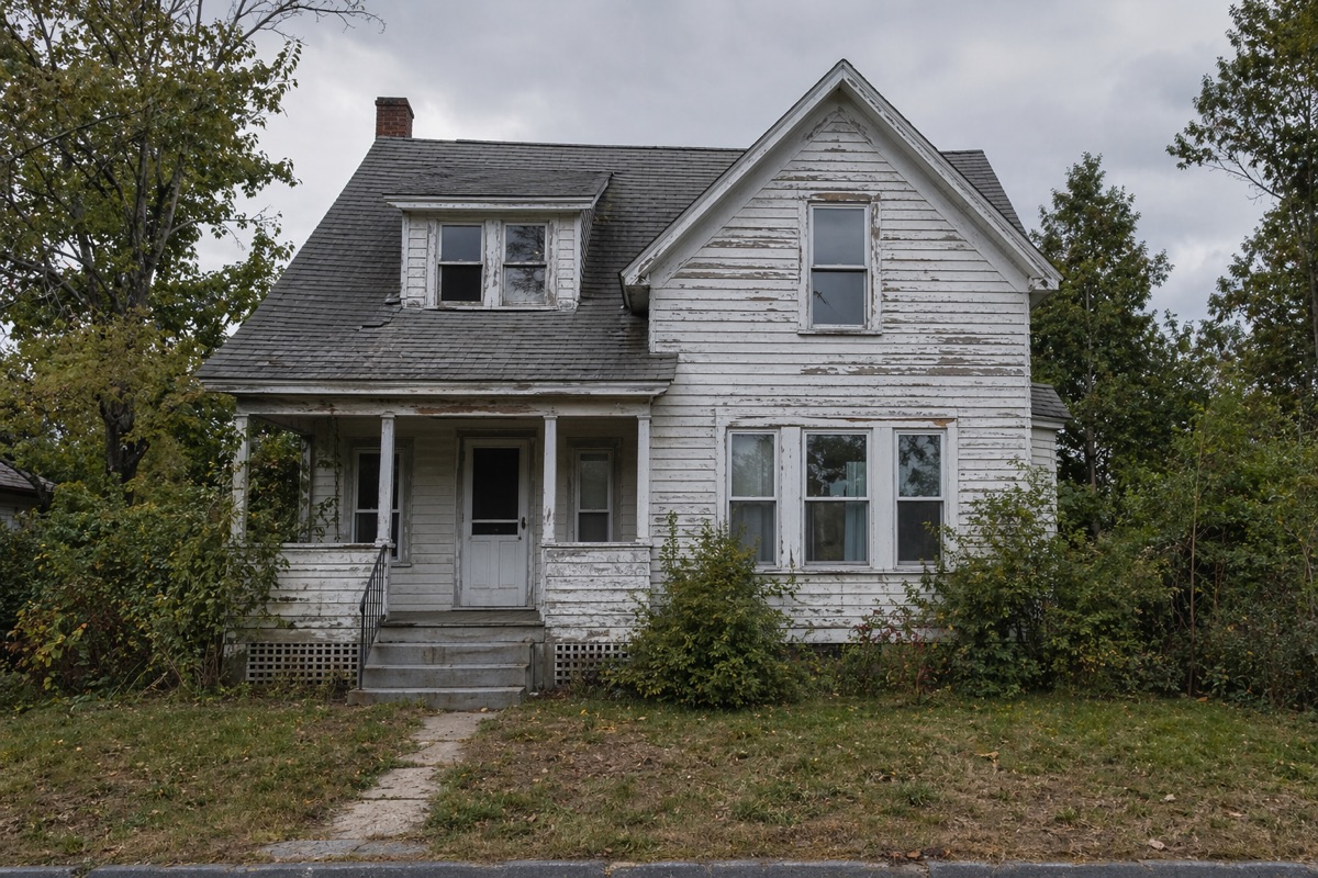 Distressed residential property exterior
